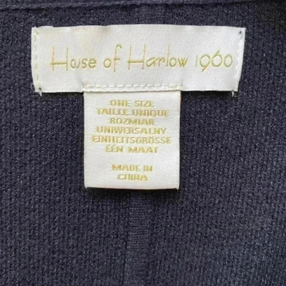 House of Harlow 1960 Blue Navy V-Neck Poncho O/S NWOT - Picture 4 of 9